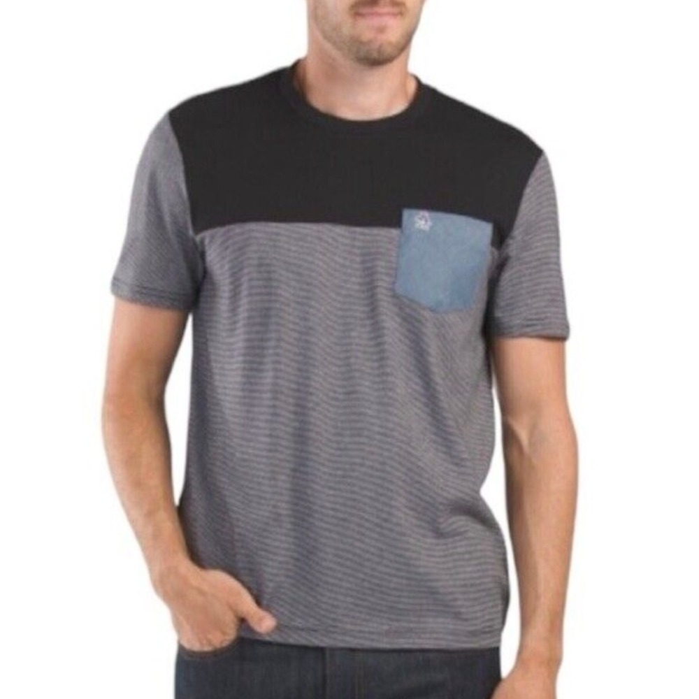 Penguin Color Block T-Shirt with Pocket Short Sleeve Casual Top M